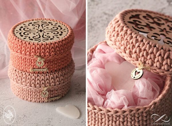 gehaakte deco mandjes en macramé ontwerpen met durable houten mandala's coloursoflife.nl